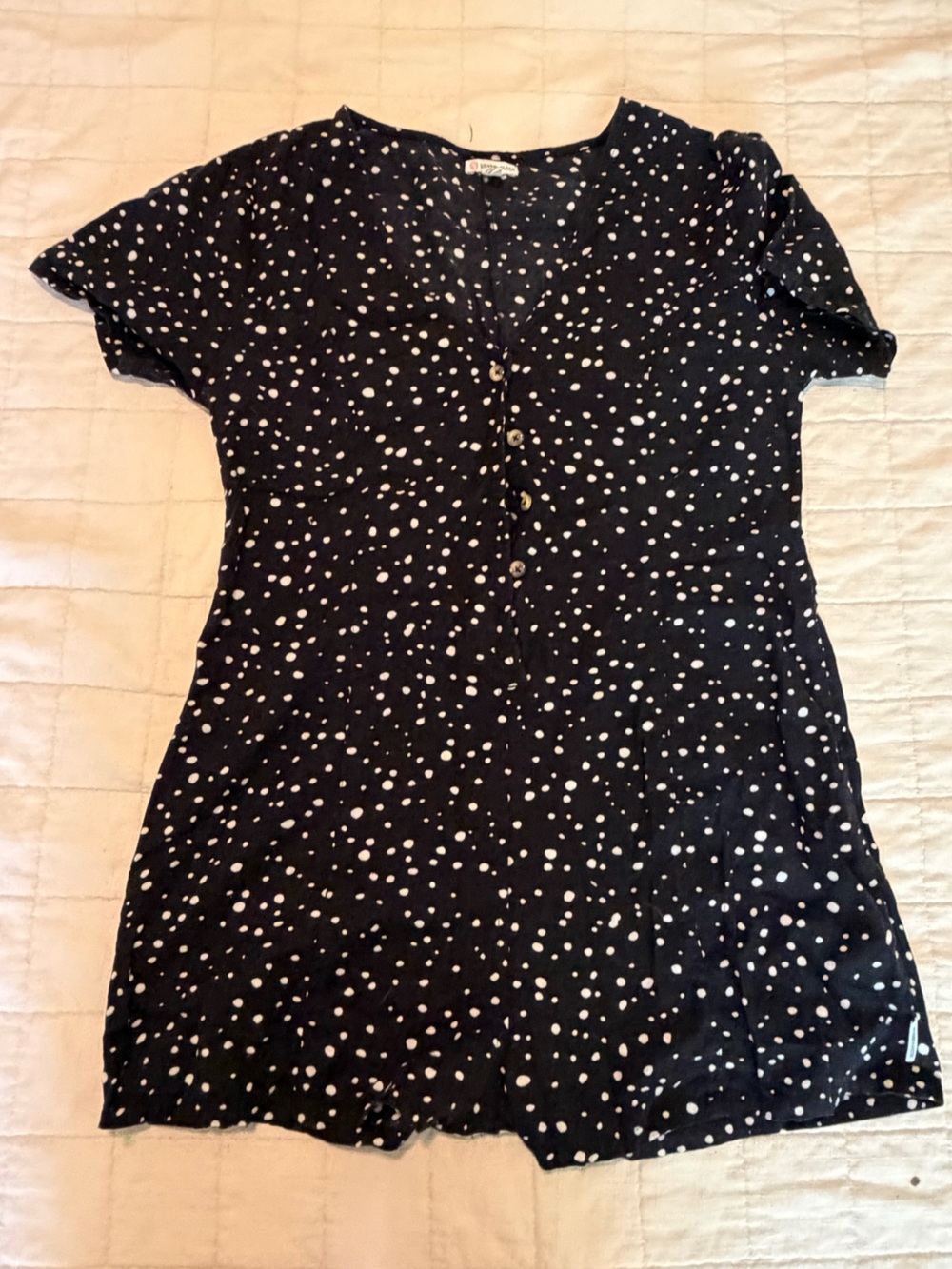 Revolution Black Romper with White Polka Dots
